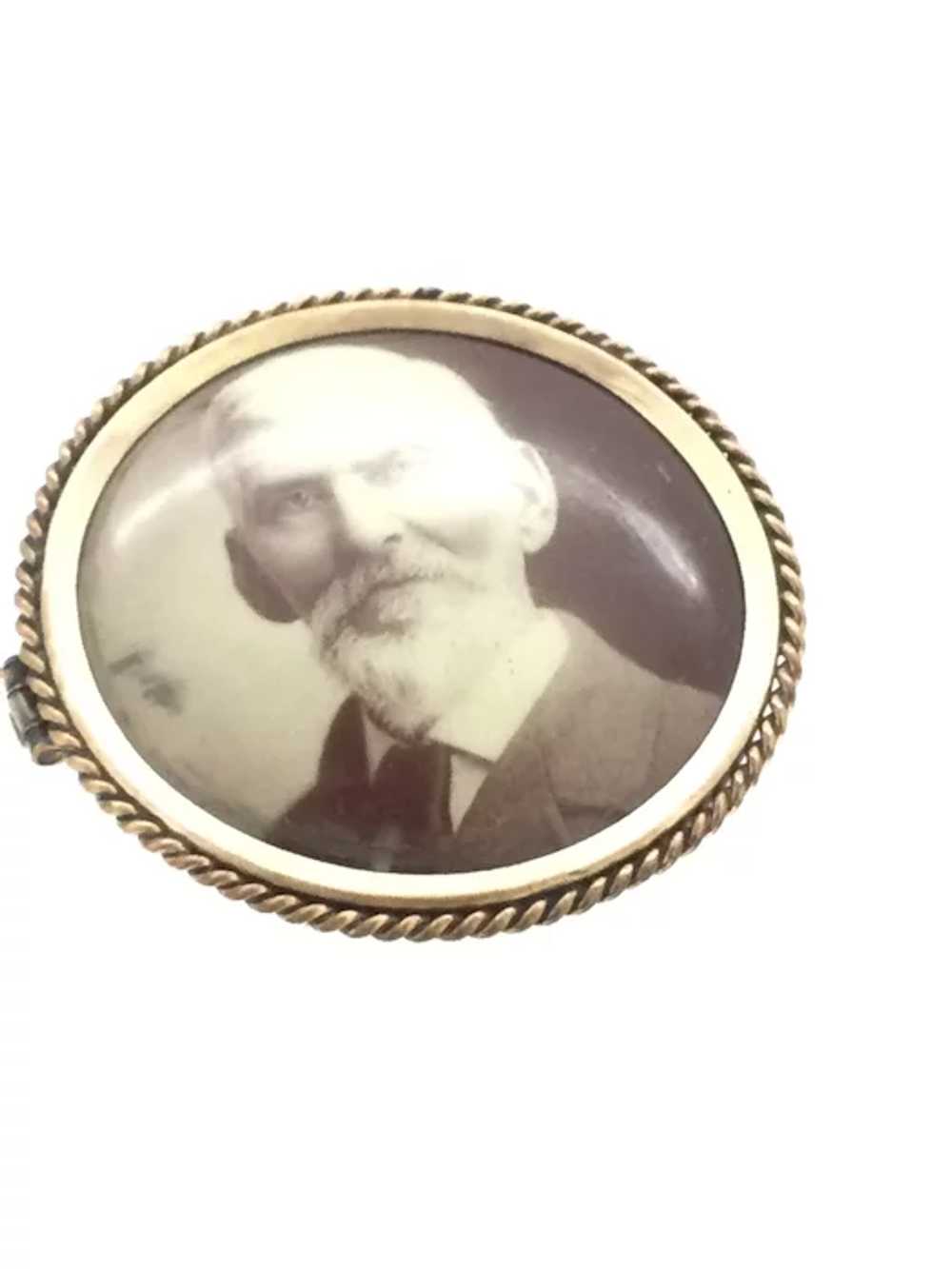 Edwardian Miniature Photograph Brooch Pin - image 3