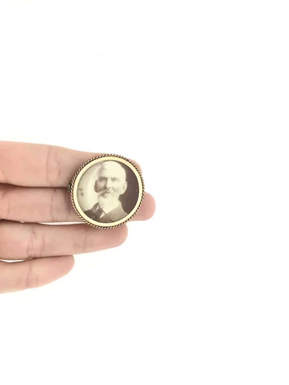 Edwardian Miniature Photograph Brooch Pin - image 5