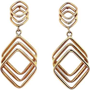 14k Vintage Dangle Geometrical Earrings 1970s