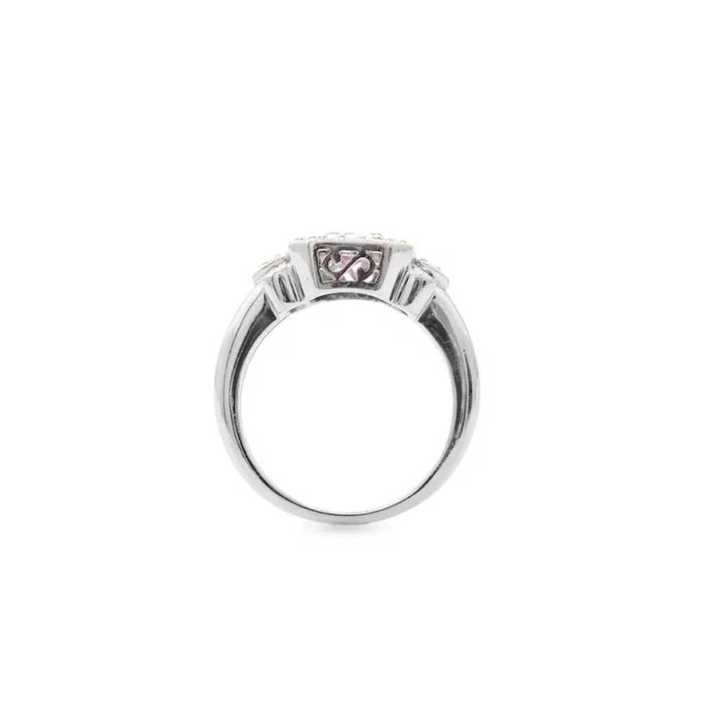 Vintage 9ct White Gold Pink Topaz & Diamonds Squa… - image 6