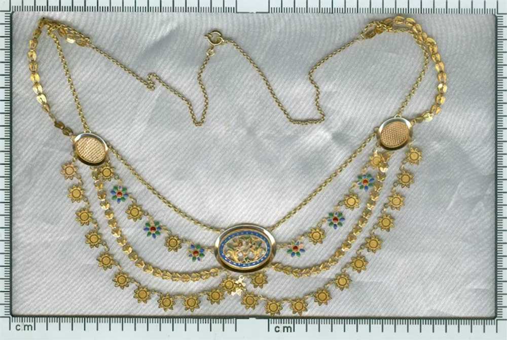 French antique gold necklace with enamel so-calle… - image 12