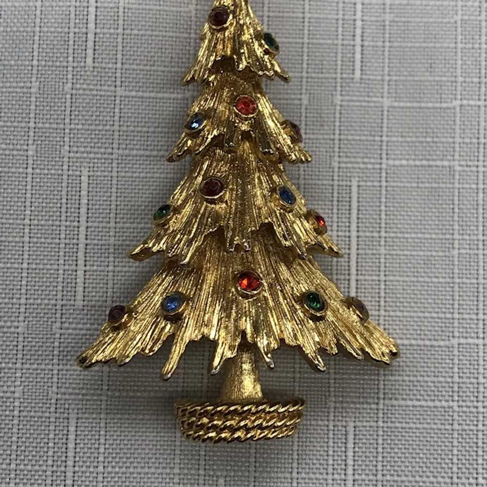 Vintage Monet Rhinestone Christmas Tree Pin - image 3