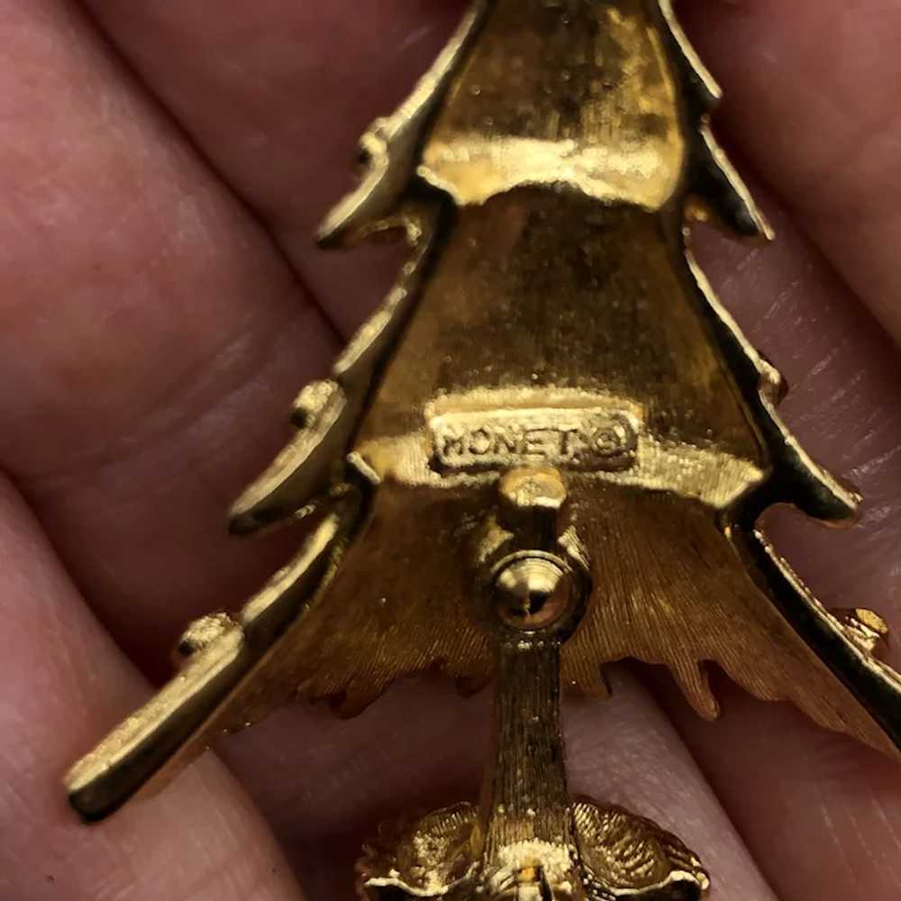Vintage Monet Rhinestone Christmas Tree Pin - image 5