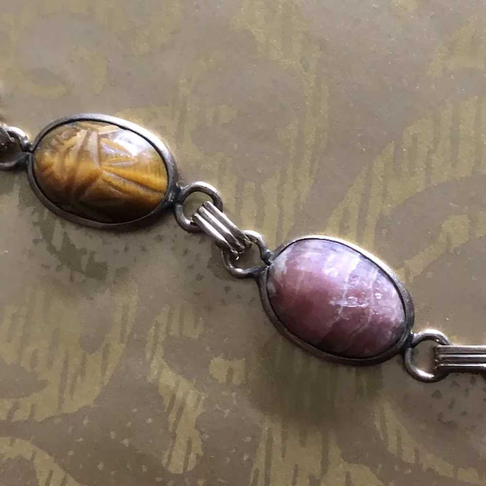 1/20 12K Gold Multi Colored Stone Scarab Bracelet… - image 6