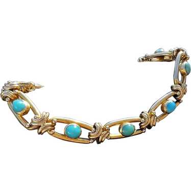 15K Yellow Gold Turquoise Bracelet