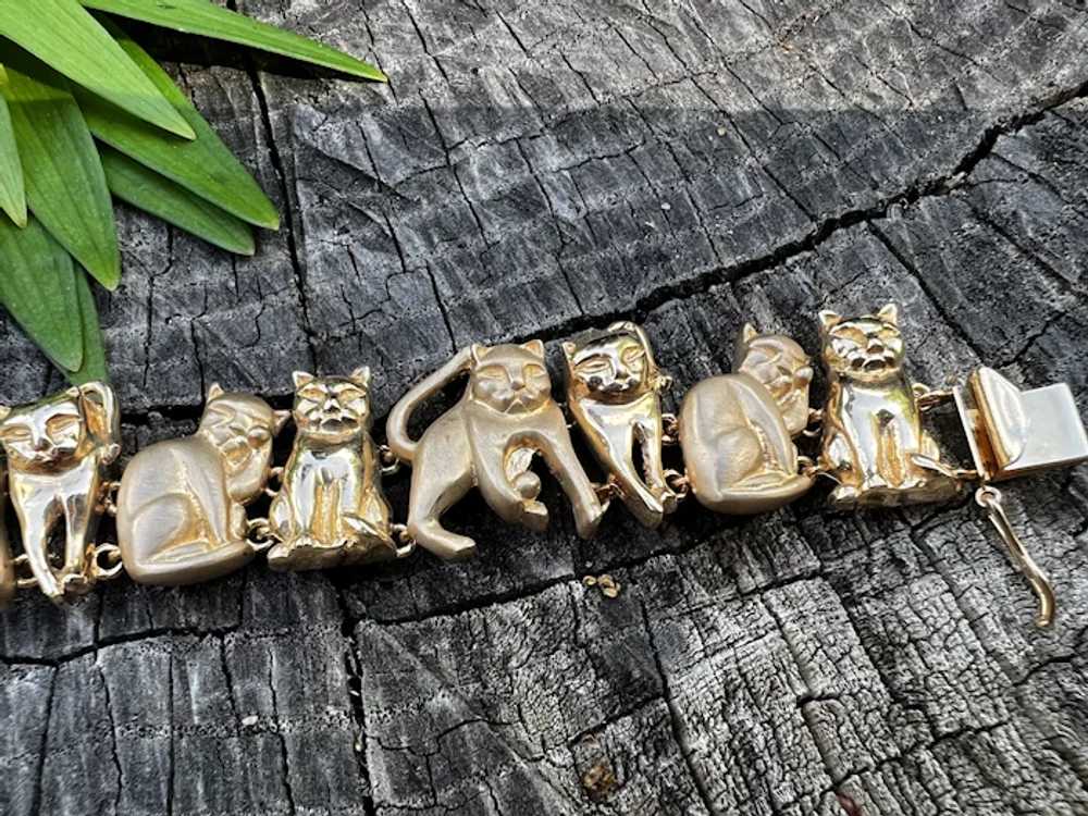 14K Yellow Gold Cat Charm Bracelet - image 10