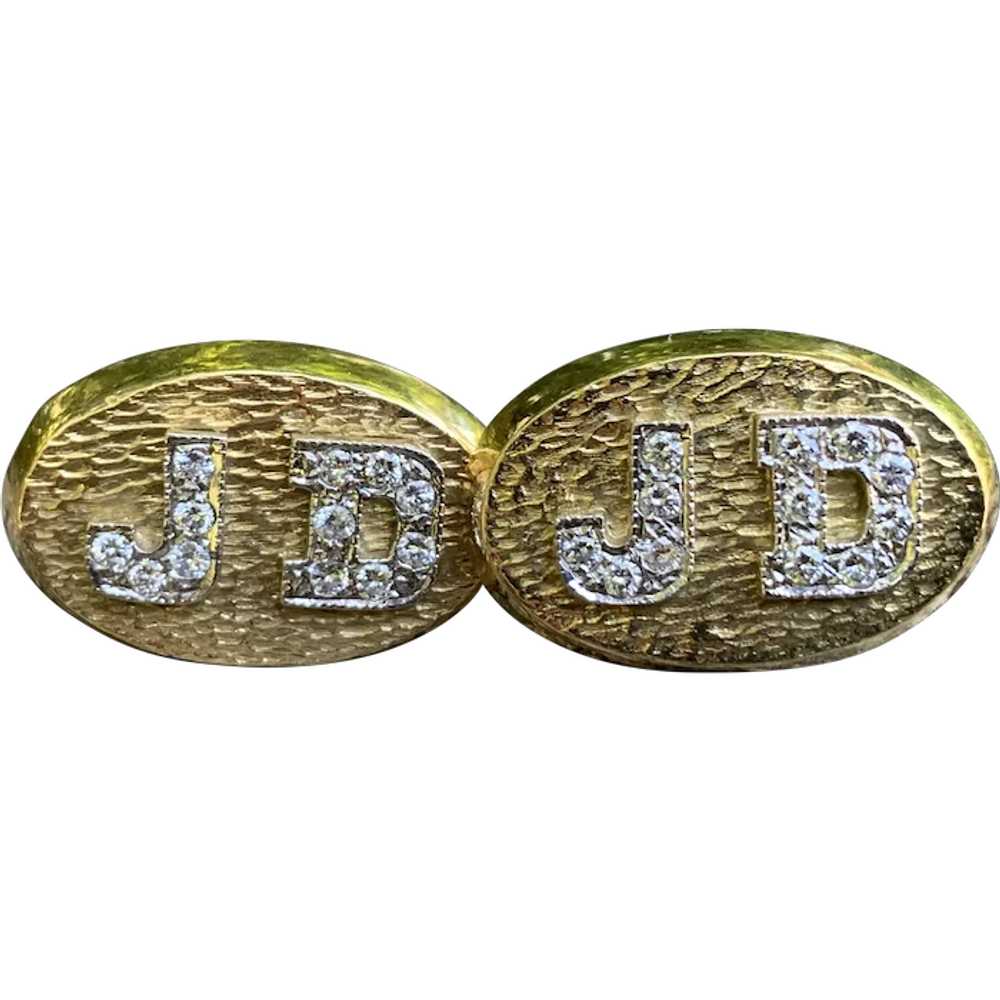 18K Yellow Gold and Diamond Initial "J.D." Men's … - image 1