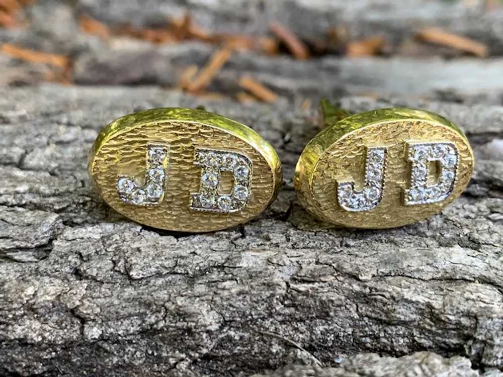 18K Yellow Gold and Diamond Initial "J.D." Men's … - image 2