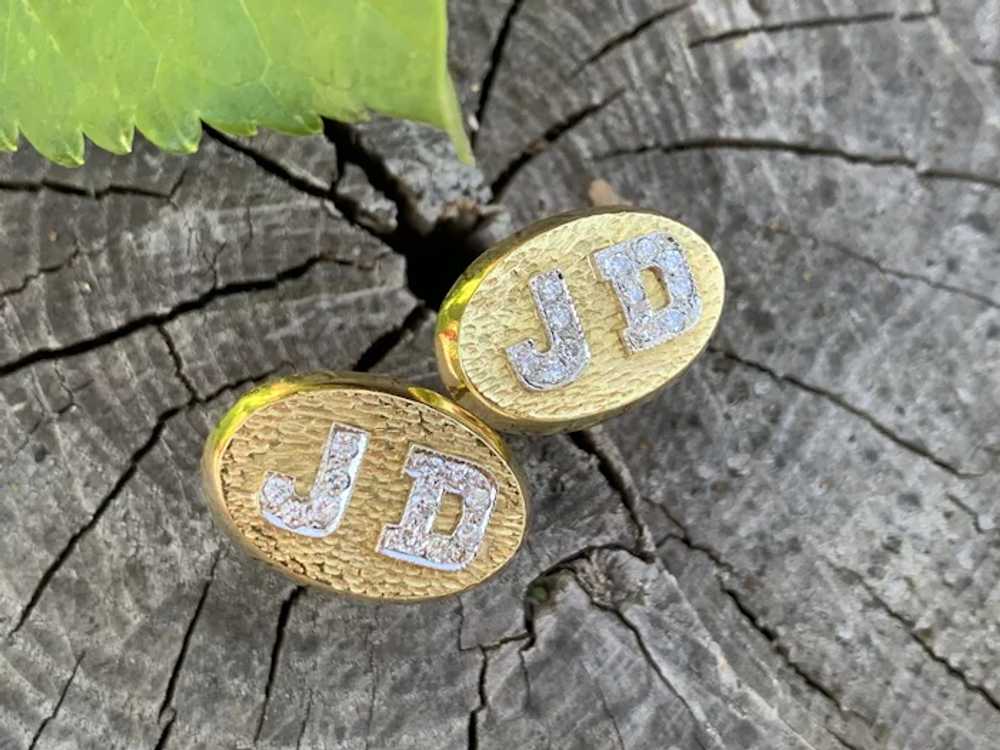18K Yellow Gold and Diamond Initial "J.D." Men's … - image 3