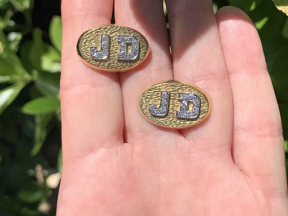 18K Yellow Gold and Diamond Initial "J.D." Men's … - image 4