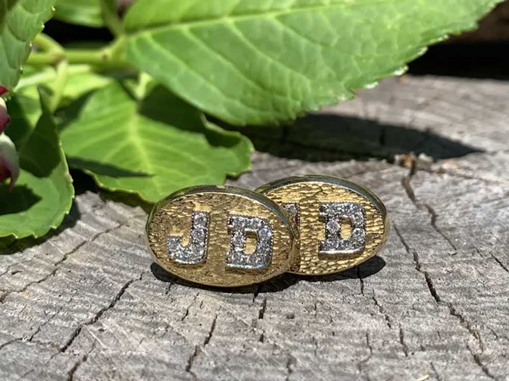 18K Yellow Gold and Diamond Initial "J.D." Men's … - image 5