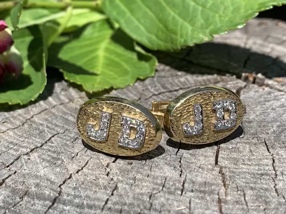 18K Yellow Gold and Diamond Initial "J.D." Men's … - image 9