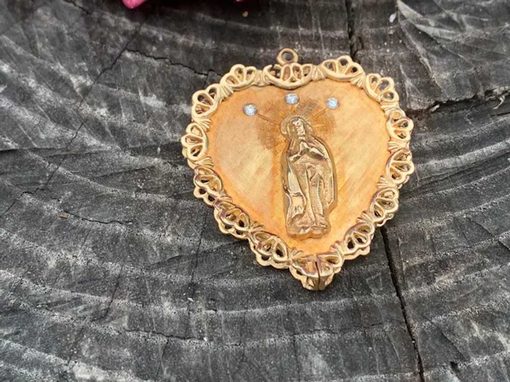 Yellow Gold Mother Mary Miraculous Medal Pendant - image 4