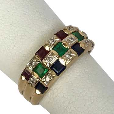 Striking! 18K Levian Ruby, Emerald, Sapphire, and 