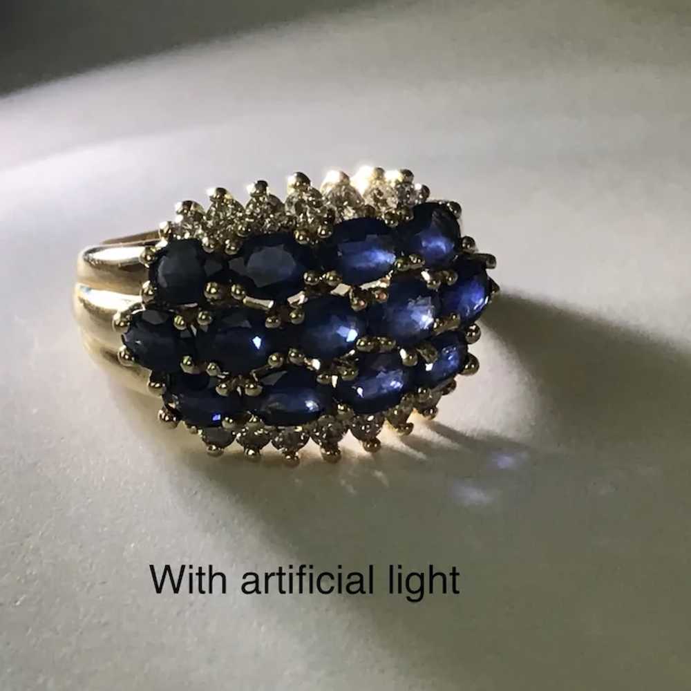 Estate 14K YG Blue Sapphire and Diamond Ring Size… - image 10