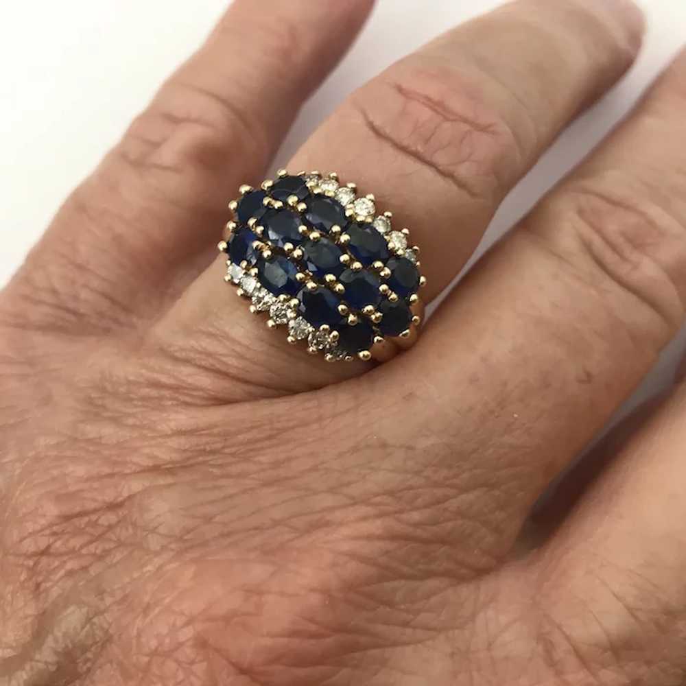 Estate 14K YG Blue Sapphire and Diamond Ring Size… - image 4