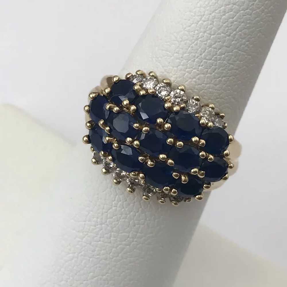 Estate 14K YG Blue Sapphire and Diamond Ring Size… - image 6