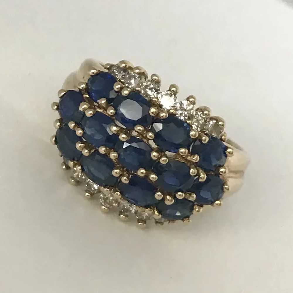 Estate 14K YG Blue Sapphire and Diamond Ring Size… - image 7