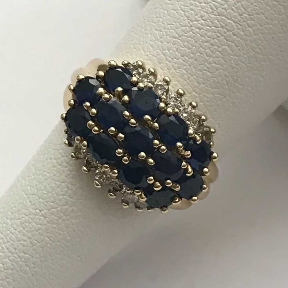 Estate 14K YG Blue Sapphire and Diamond Ring Size… - image 8