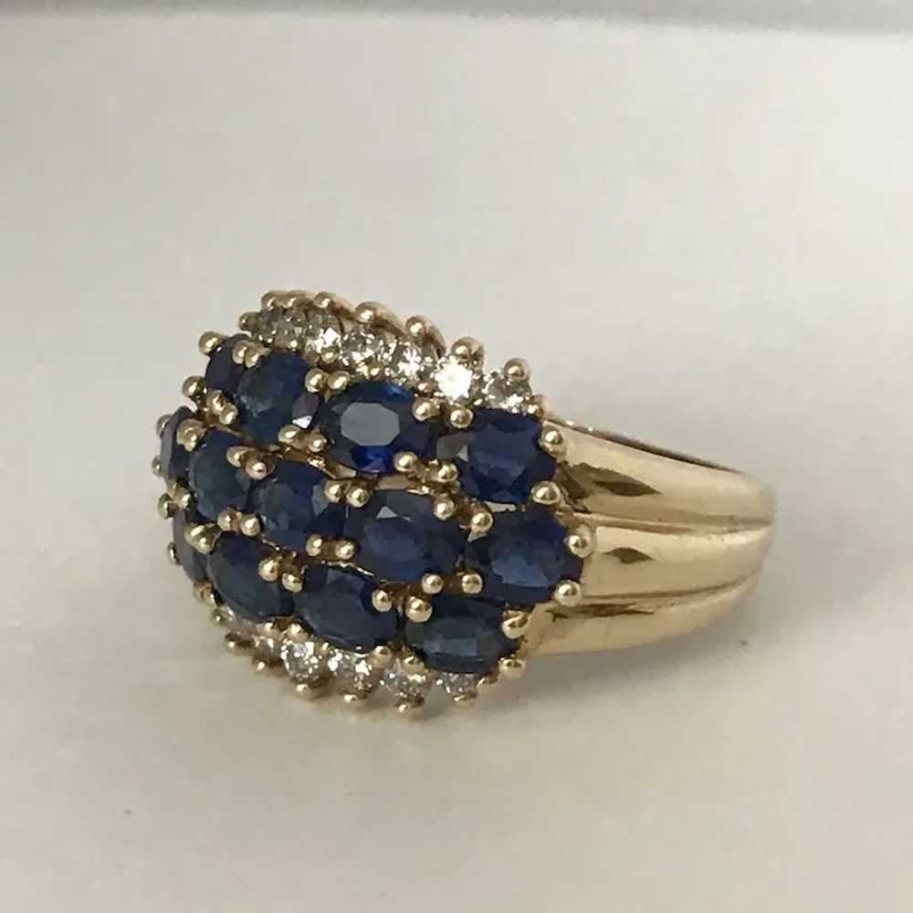 Estate 14K YG Blue Sapphire and Diamond Ring Size… - image 9