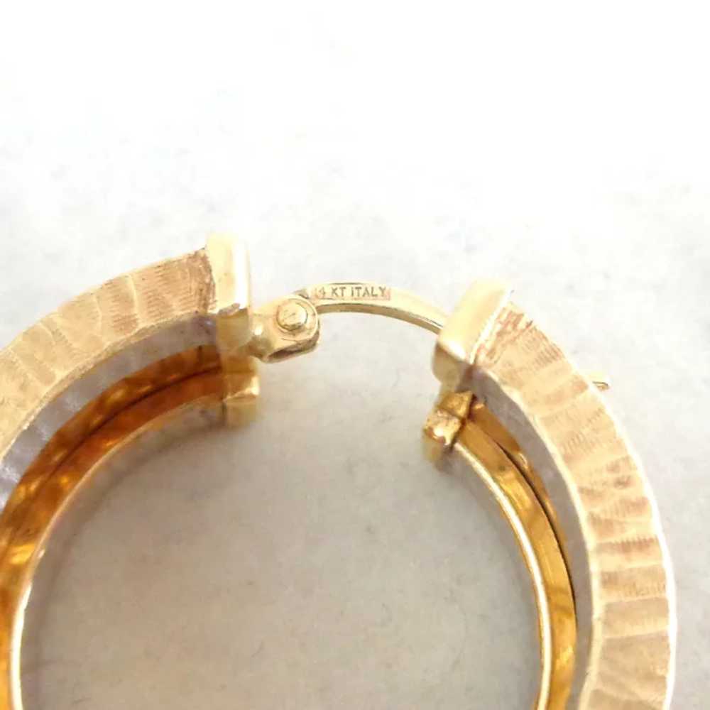 Estate Italian 14K Gold Roman Numeral Hoop Earrin… - image 7