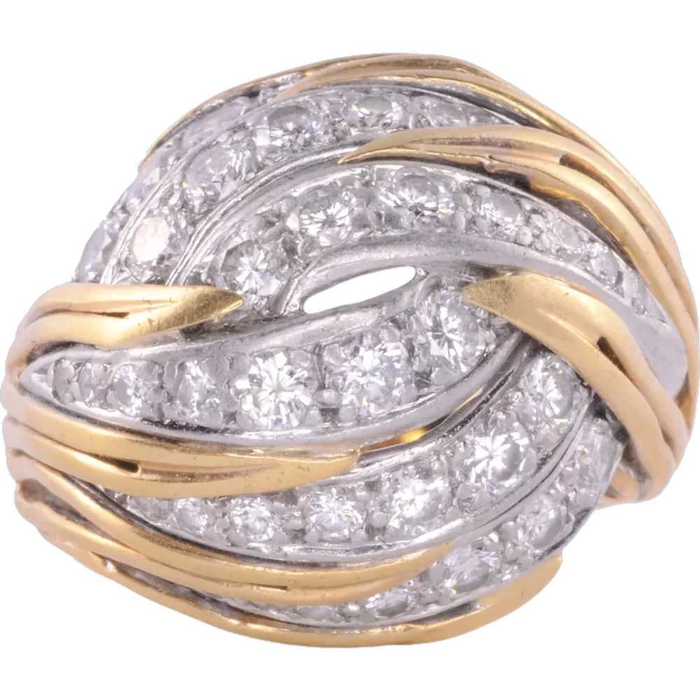 Swirl Diamond 18K Gold Ring - image 1