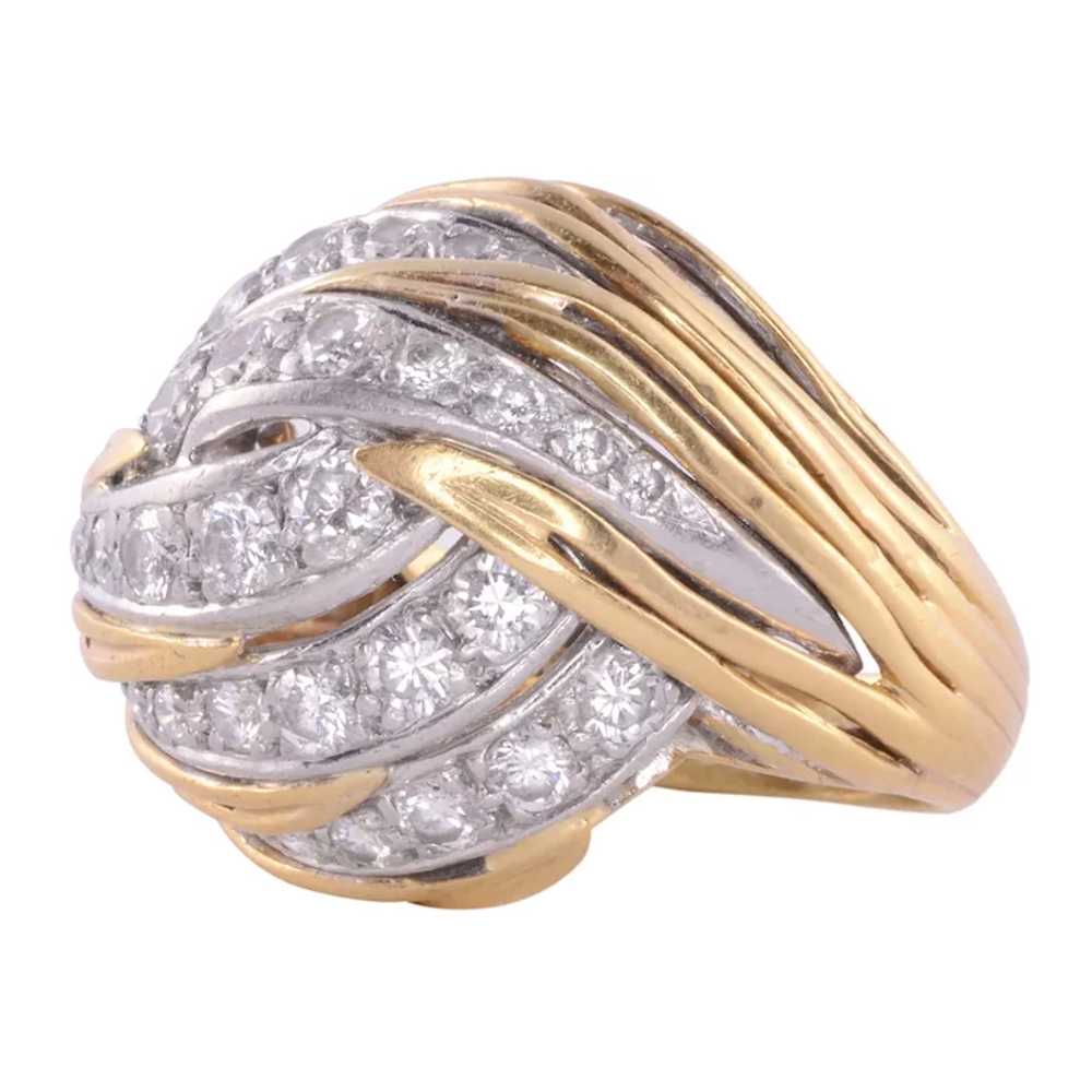 Swirl Diamond 18K Gold Ring - image 2