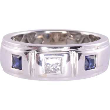 Princess Cut Diamond Sapphire Ring