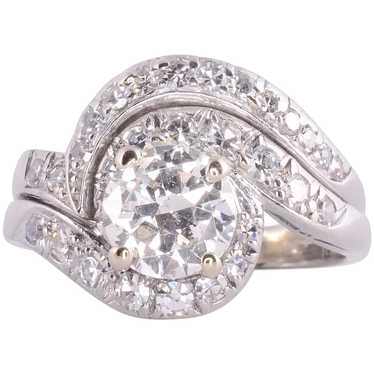 Retro Diamond Platinum Wedding Set