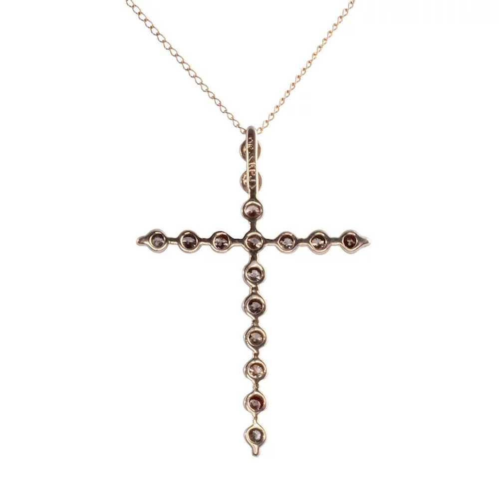 Champagne Diamond Cross Pendant on Chain - image 2