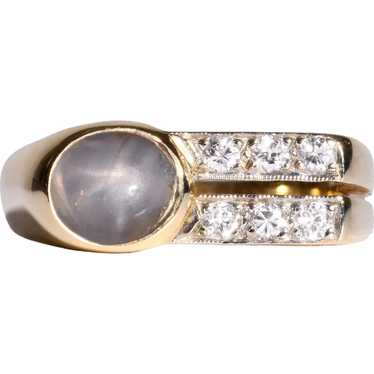 Gray Star Sapphire & Diamond Ring - image 1