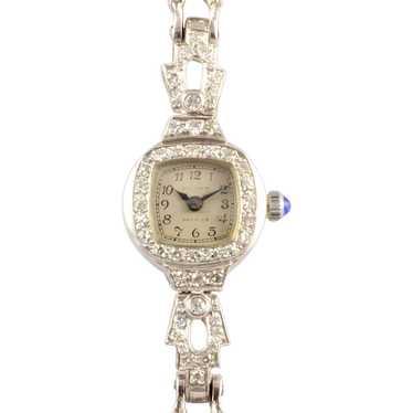 Waltham Platinum and White Gold Diamond Wrist Wat… - image 1