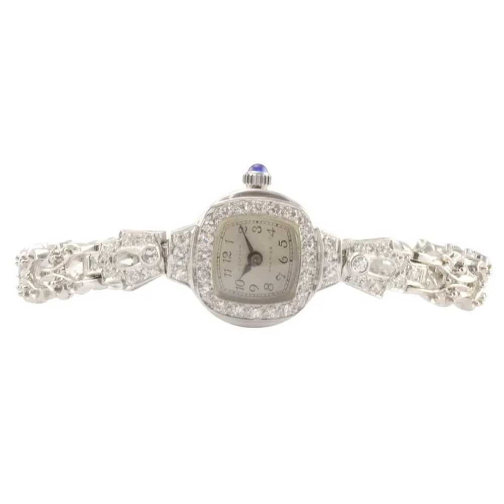 Waltham Platinum and White Gold Diamond Wrist Wat… - image 2