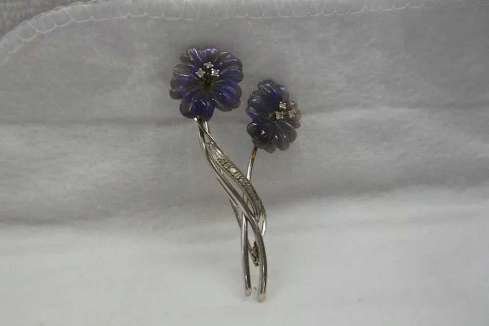 European Super Quality Carved Black Opal Flowers … - image 2