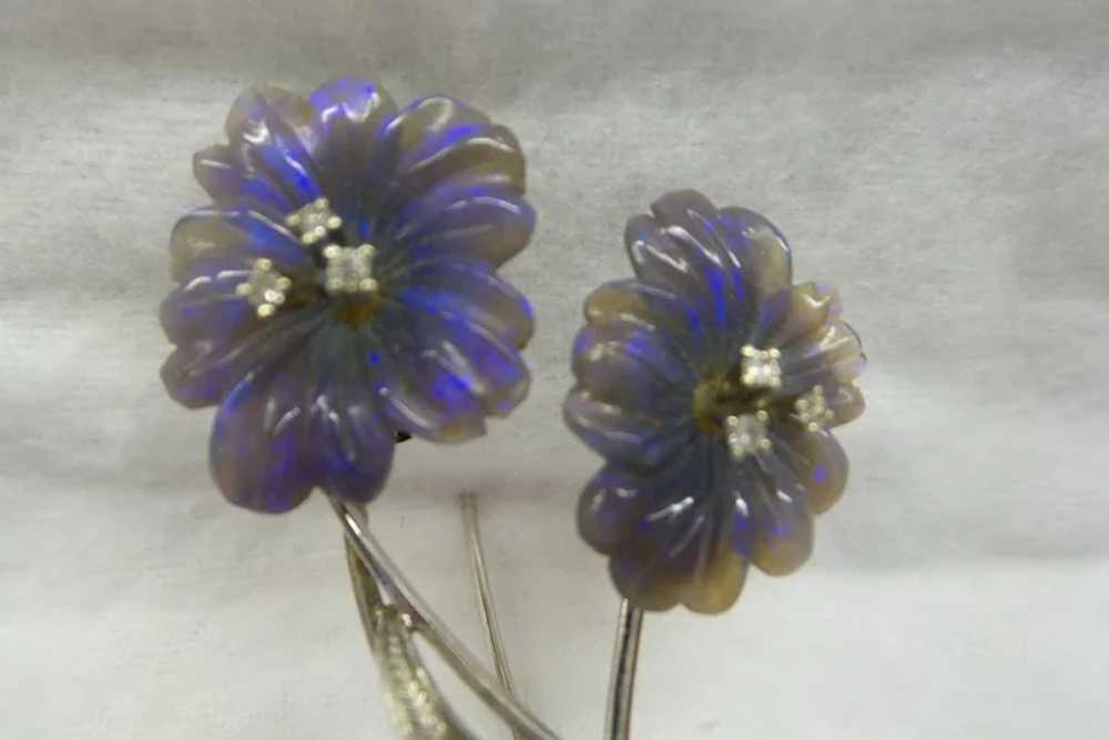 European Super Quality Carved Black Opal Flowers … - image 4