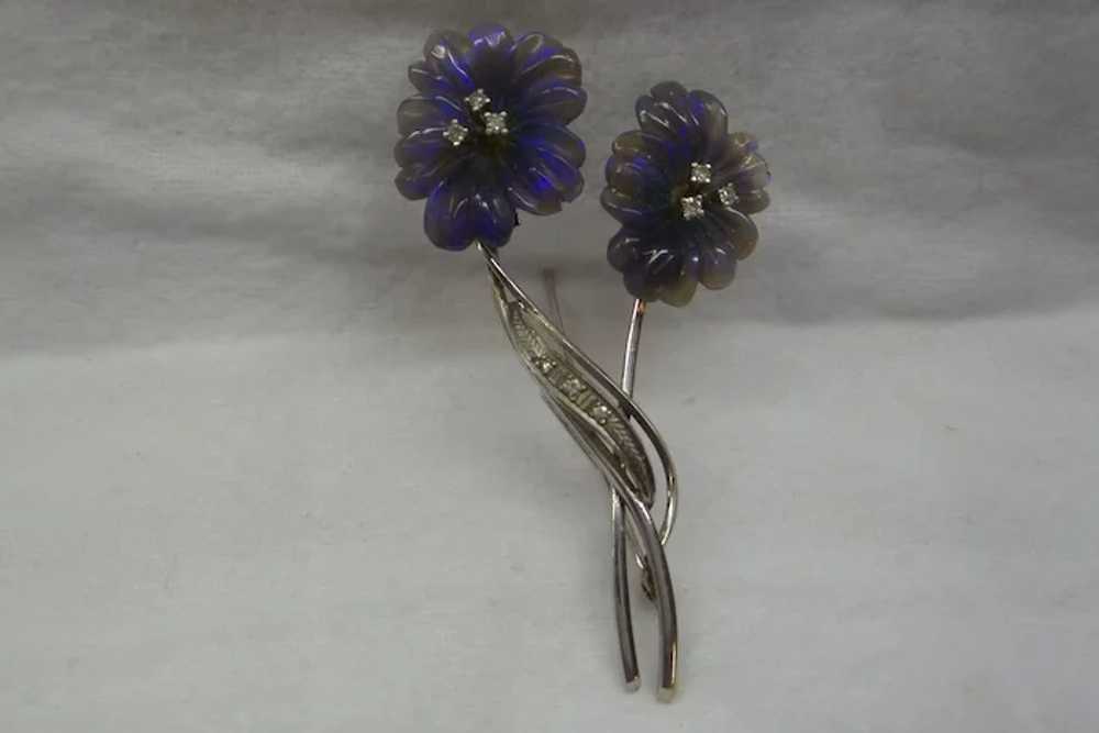 European Super Quality Carved Black Opal Flowers … - image 7