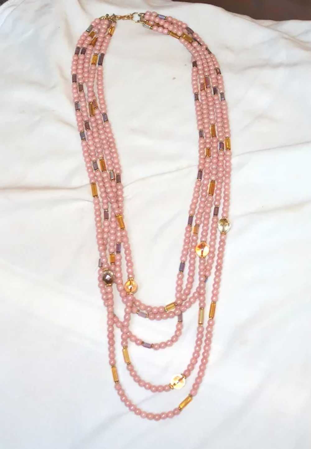 Vintage Pink Beads and European Crystals Multi-St… - image 10