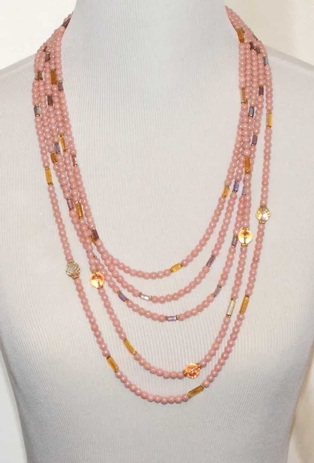 Vintage Pink Beads and European Crystals Multi-St… - image 11