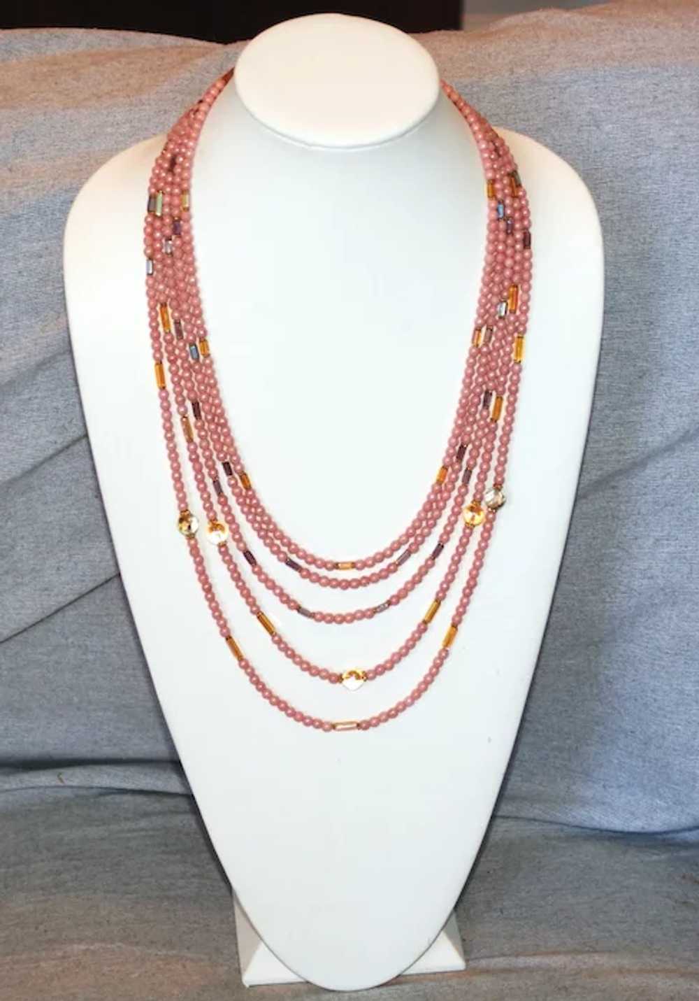 Vintage Pink Beads and European Crystals Multi-St… - image 2
