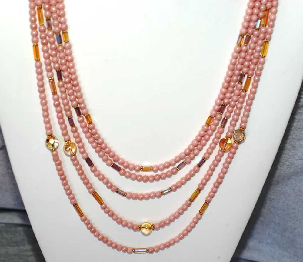 Vintage Pink Beads and European Crystals Multi-St… - image 3