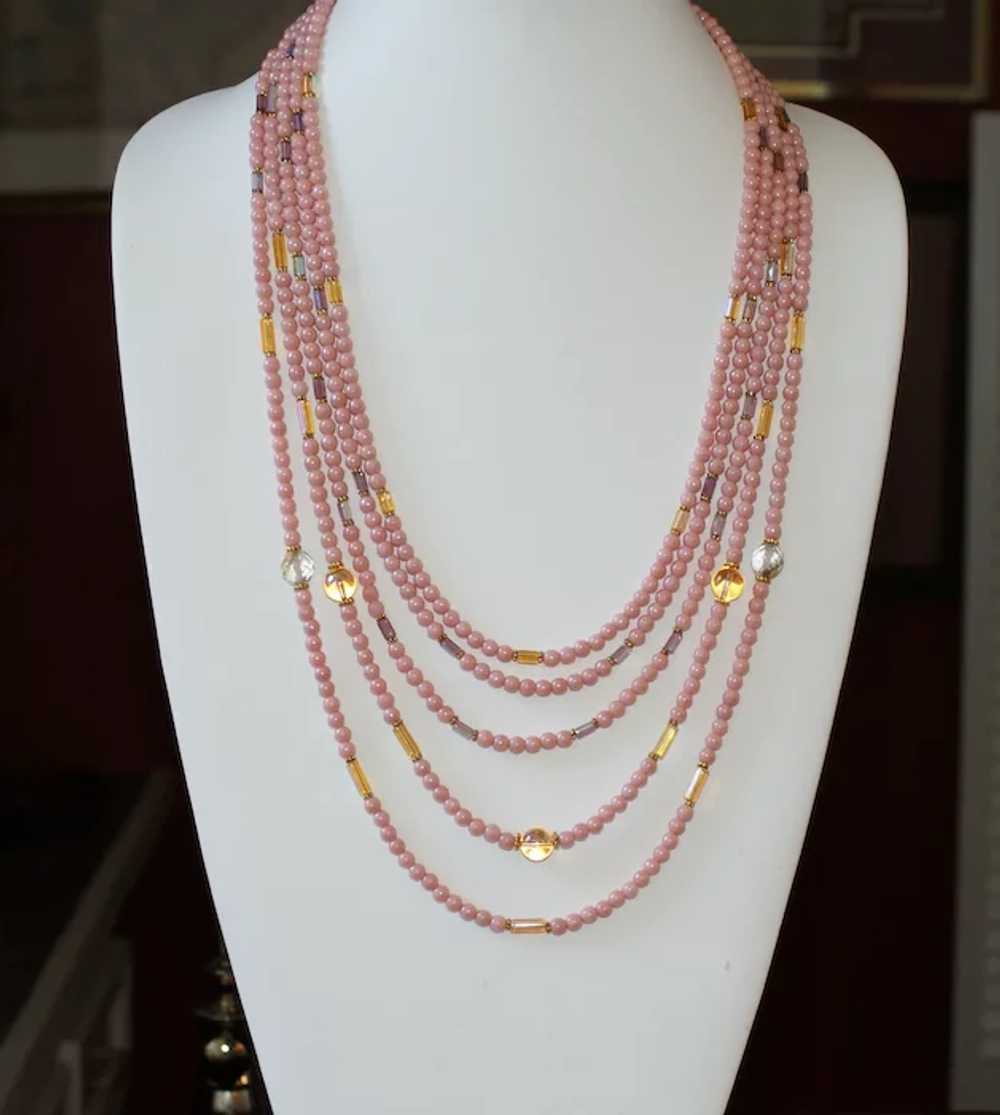 Vintage Pink Beads and European Crystals Multi-St… - image 4
