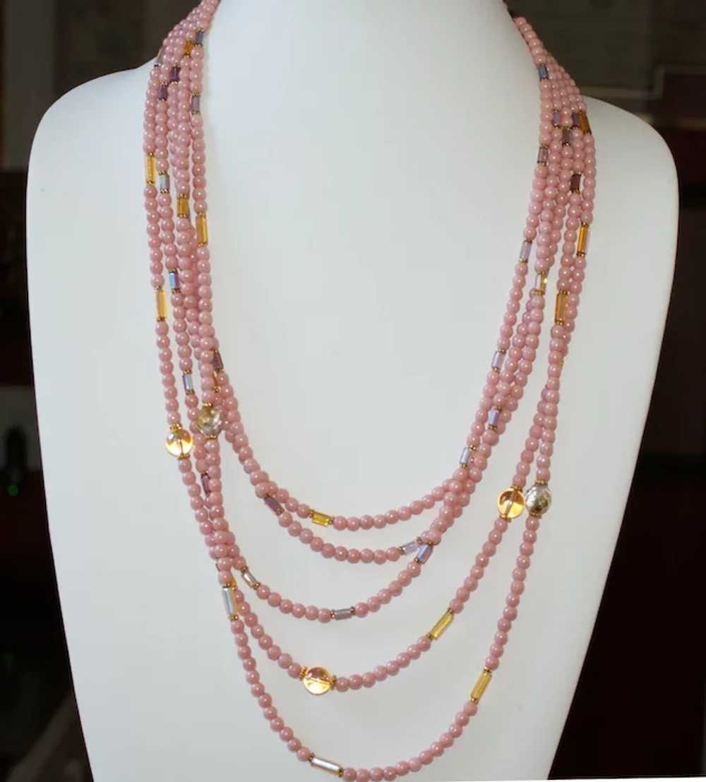 Vintage Pink Beads and European Crystals Multi-St… - image 5