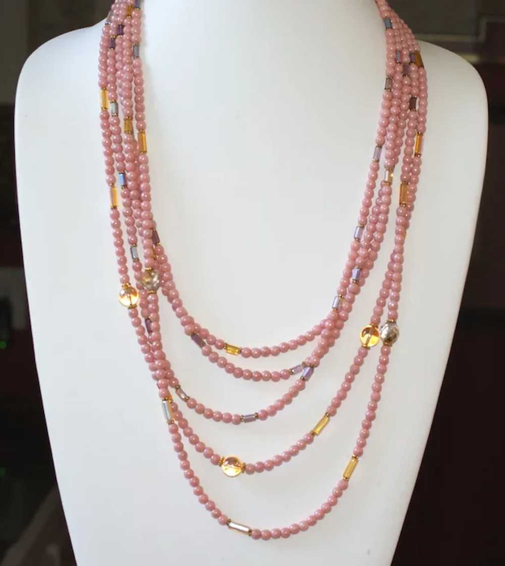 Vintage Pink Beads and European Crystals Multi-St… - image 6