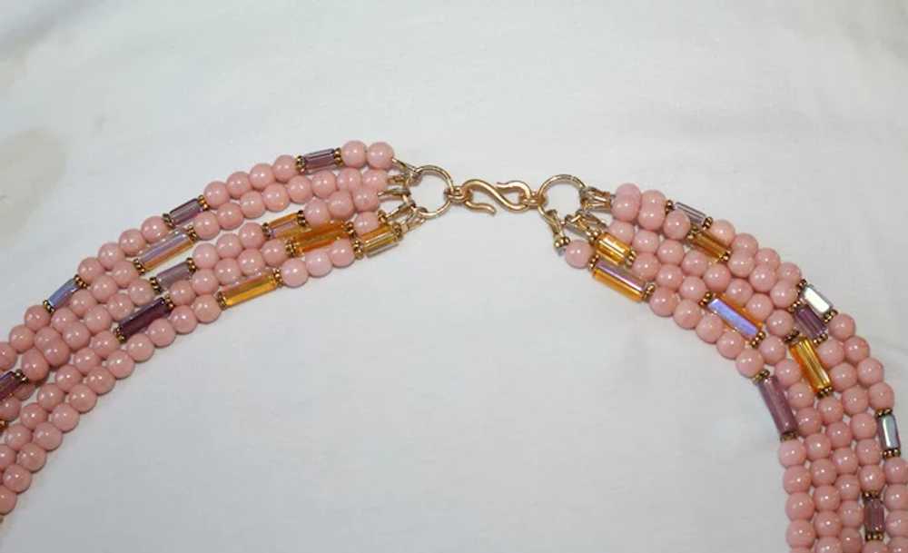 Vintage Pink Beads and European Crystals Multi-St… - image 8