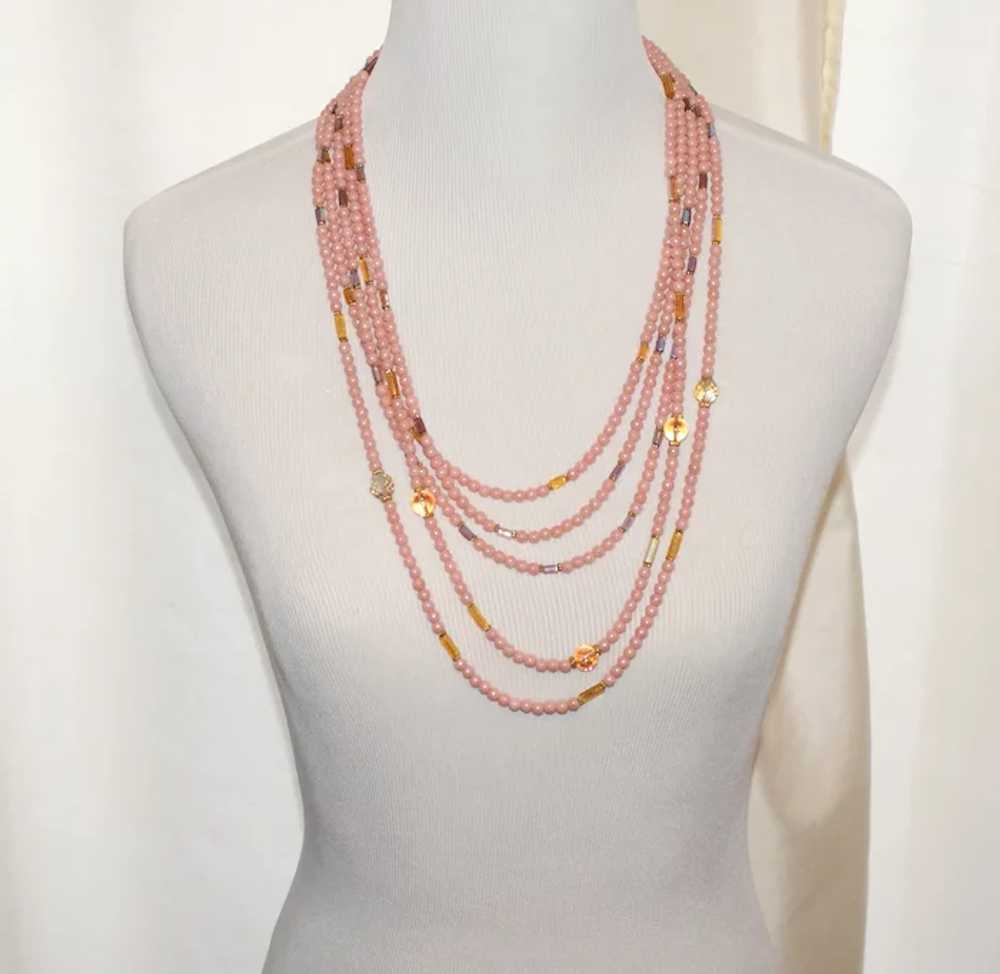 Vintage Pink Beads and European Crystals Multi-St… - image 9