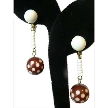 Vintage Germany Carved Bakelite Polka Dot Dangle E