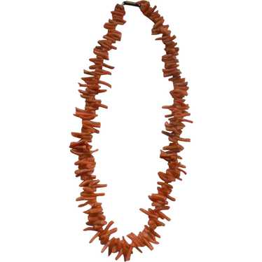 Vintage Deep Salmon Coral Branch Necklace - image 1