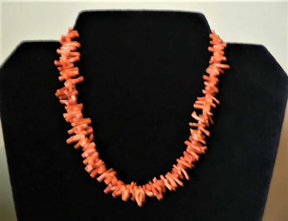 Vintage Deep Salmon Coral Branch Necklace - image 2