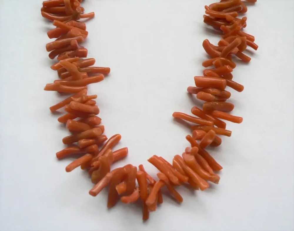 Vintage Deep Salmon Coral Branch Necklace - image 3