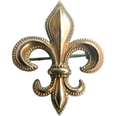 Vintage Fleur-De-Lis Watch Pin Gold Fill Scarab S… - image 1